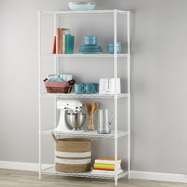 Hyper Tough 36"W x 16"D x 72"H 5Shelf Wire Shelving Unit, White