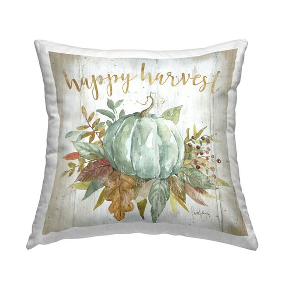 Stupell Industries Happy Harvest Rustic Autumn Pumpkin Botanicals Design by Livi   Fin Throw Pillow