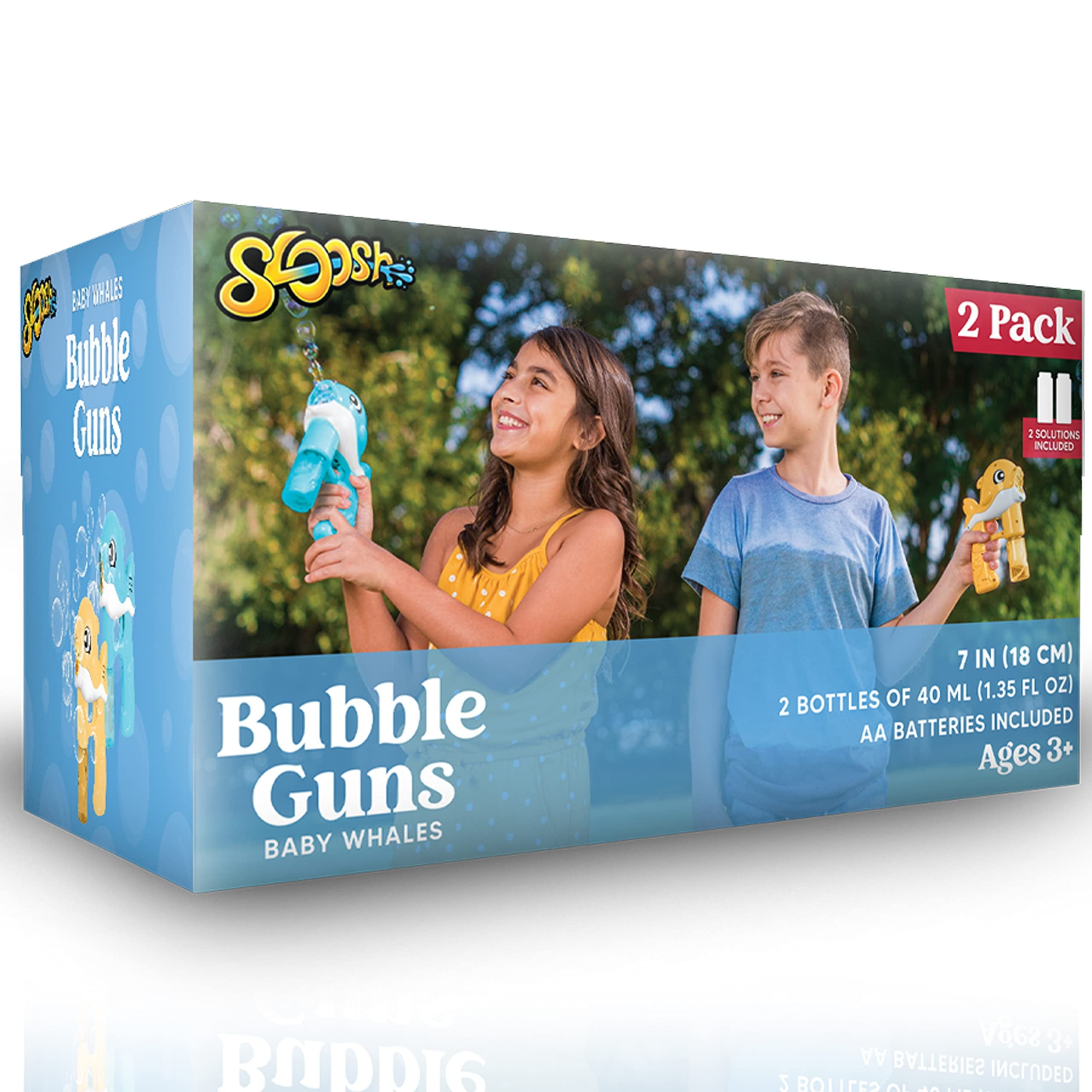 Syncfun 2 Pcs Bubble Gun for Kids,Automatic Whale Bubble Gun Toy Making  Machine with 4 Bubble Solutions for Bazooka Bubble Gun,Toddlers Summer 