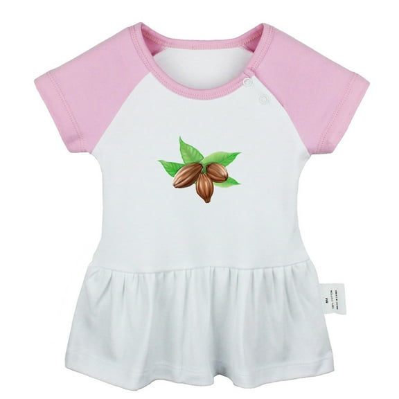 Nut Cacao Pattern Dresses For Baby, Newborn Babies Skirts, Infant Princess Dress, 0-24M Kids Graphic Clothes (Pink Raglan Dresses, 6-12 Months)