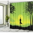 thumbnail image 5 of Ambesonne Nature Shower Curtain, Sunset Sky in Forest, 69"Wx75"L, Green Black Yellow, 5 of 5