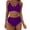 Purple, variant on Kukoosong Women's High Waist Bikini Sets with Push Up Padded Bralette and Spaghetti Straps Solid Color Swimsuit for Beach and Pool