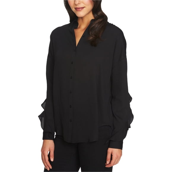 Camisa Abotonada con Volantes 1.STATE Negra Extra Pequeña