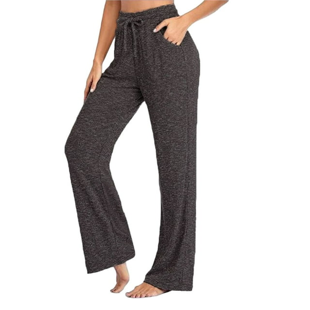 Gibobby Pantalones de yoga Wome Pantalones casuales Pantalones de yoga Pantalones de secado rápido Pantalones de pierna ancha(Negro, XXL)