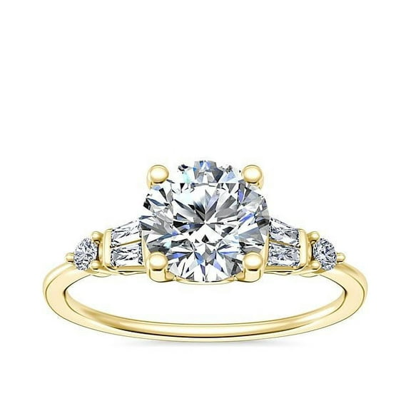 2.30 Carat Stylish Round Cut Moissanite Diamond Anniversary Ring for Women 14K Real Yellow Gold Ring Size 7 by Diamond-Capitals