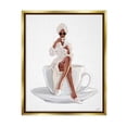 thumbnail image 5 of Stupell Industries Chic Coffee Teacup Woman Sipping Robe Sunglasses Metallic Gold Framed Floating Canvas Wall Art, 16x20, by Ziwei Li, 5 of 5