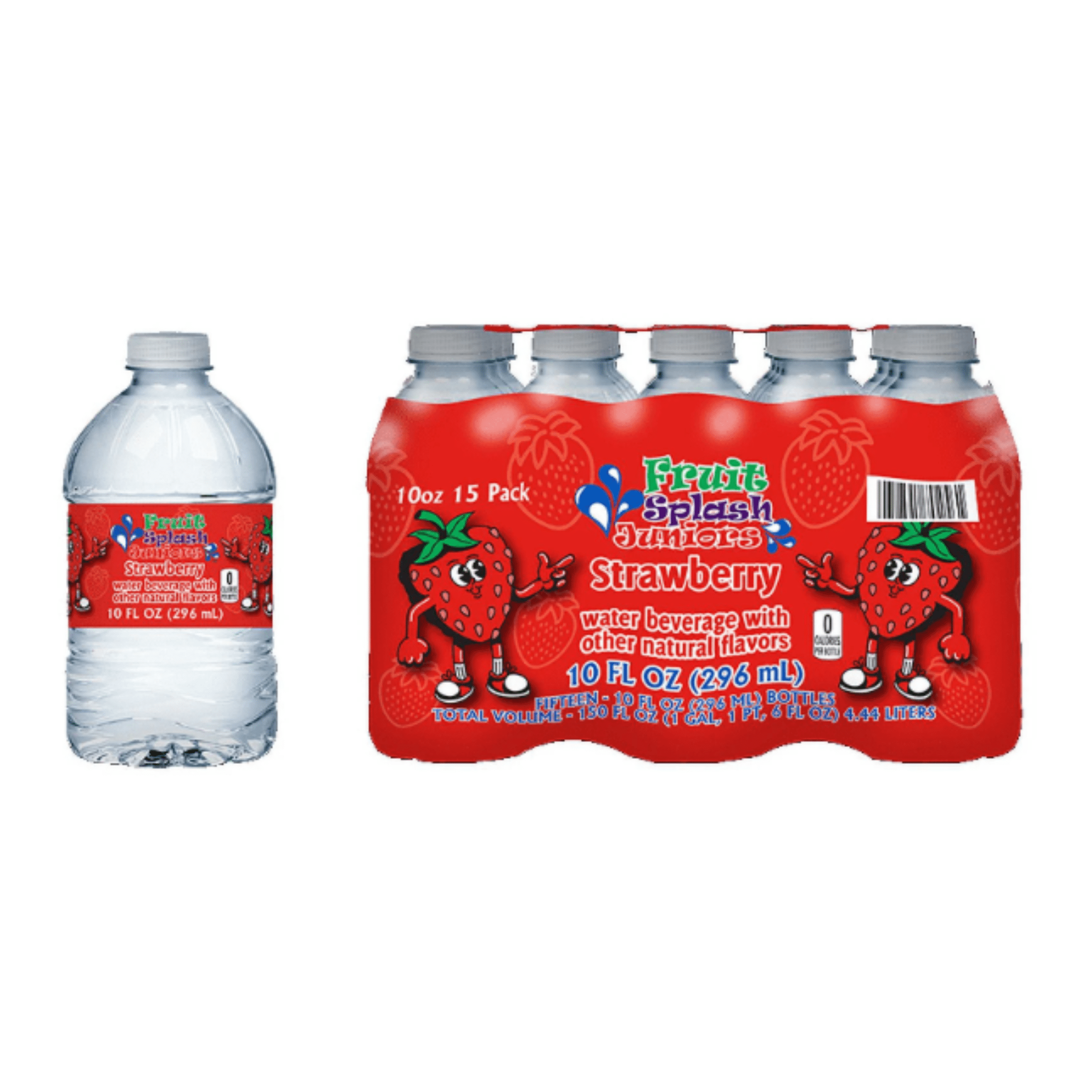 (12 pack) Fruit Splash Juniors, Water Bottles, Strawberry, 10 fl oz, 15 Pack Bottles
