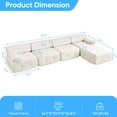 thumbnail image 3 of Puremind 134" Oversized Modular Sectional Sofa, Velvet L Shaped Cloud Couch for Living Room/Apartment, No Assembly Required Floor Couch, Beige, 3 of 8