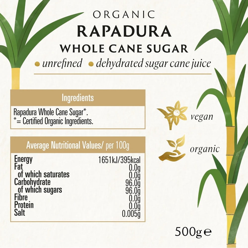 Biona Organic Rapadura Whole Cane Sugar 500g (Pack of 6)