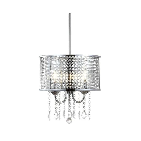 JONATHAN Y JYL7465A Avah 13 Pouces Pendentif Réglable en Métal/cristal, Charmant, Contemporain, Dimmable pour Salle à Manger, Salon, Cuisine, Hall d'Entrée, Chrome