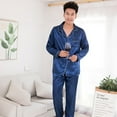 thumbnail image 6 of Walbest Silk Satin Pajamas Set Fashion Sleepwear Couple Solid Color Long Sleeve Suit, 6 of 7