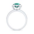thumbnail image 2 of Rosec Jewels Classic Created Emerald Ring with Diamond Halo for Women (AAAA Quality), 10K White Gold, US 10.50, 2 of 8