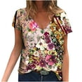 thumbnail image 2 of Sakmal Short Sleeve Womens Tops Under $10 V-Neck Graphic T-Shirts Womens Shirts for Summer, 2 of 5