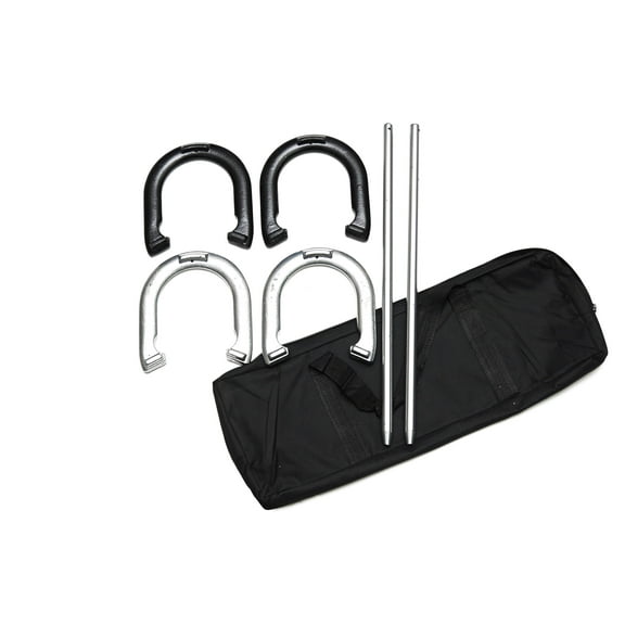 HAN'S DELTA Horseshoes Set - Includes 4 Horseshoes and 2 Stakes and Carrying Case - Outdoor Horseshoe Game