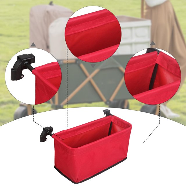 Colaxi Sac de Queue de Chariot Chariot Accessoires de Chariot Tissu Oxford Accessoire Utilitaire Amovible Sac de Rangement Imperméable pour Chariot pour Plage Rouge