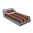 thumbnail image 2 of Cinco de Mayo Fitted Sheet & Pillow Sham Set, Mexican Serape Colorful Stripes Vertical Lines Latino Design Illustration, Decorative Printed 4 Piece Bedding Decor Set, Twin, Multicolor, by Ambesonne, 2 of 3