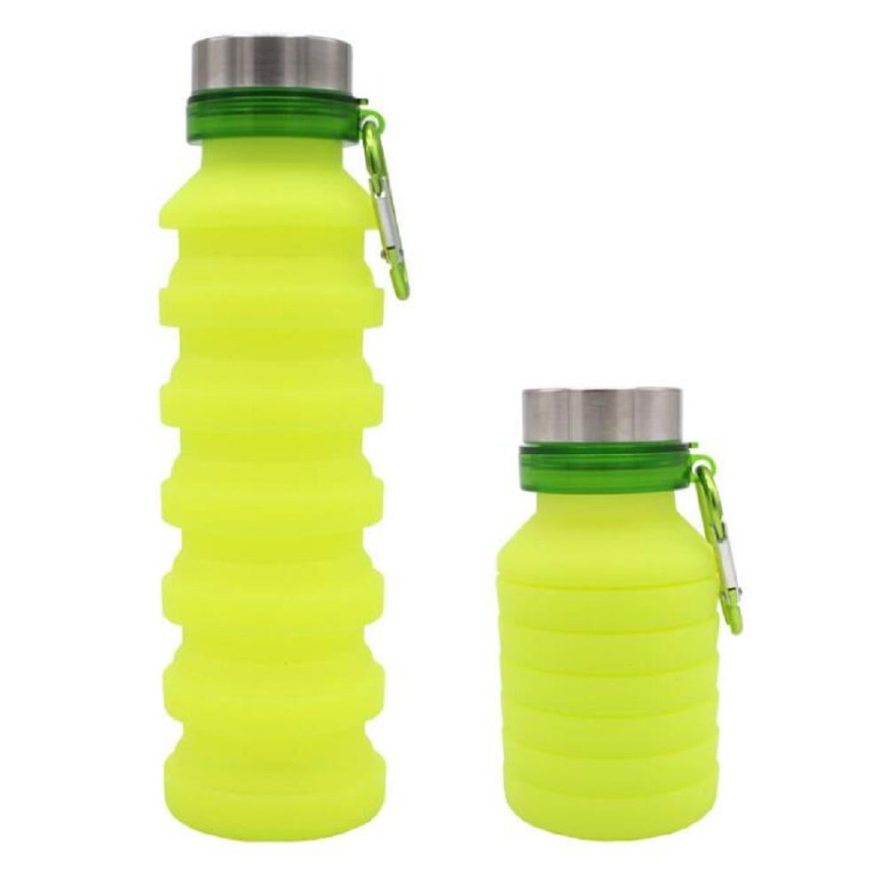 Yaro Collapsible Water Bottle 19.6 oz / 580 ml with 2 Lid, Carabiner and Gift Box – Silicone Travel Water Bottles Leak Proof for Sport Hiking 