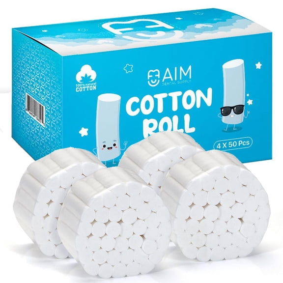 200 Count Dental Cotton Rolls - Nose Bleed Stopper - Nose Bleed Plugs for Kids or Adults - Highly Absorbent Gauze Rolls & Cotton Roll - Non Sterile 1.5 Inch Rolled Cotton Pads