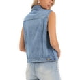 thumbnail image 3 of INSPIRE CHIC Chaleco de Denim para Mujer con Botones, Acabado Lavado, Desgastado, Sin Mangas, con Bolsillos, Talla L, Azul Lavado, 3 of 6