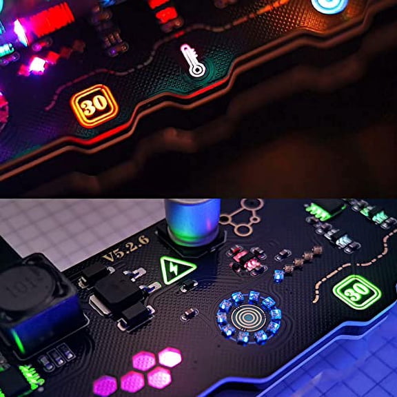 Imitation Nixie Tube Clock Fluorescent Tube Clock Cyberpunk Ornaments IV18 Fluorescent Tube Clock can Display The Date, time, Weather and Temperature Creative Gifts (Clock)