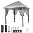 thumbnail image 2 of QinaQin Gazebo plegable de 13 x 13 pies con mosquitero y doble techo, altura ajustable, cubierta impermeable y con protección UV, ideal para patio, jardín, terraza o césped, 2 of 9