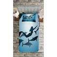 thumbnail image 3 of Ambesonne Underwater Quilted Bedspread Set 2 Pcs, Mermaid and Dolphins, Twin Size, Blue Black Petrol Blue, 3 of 3