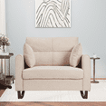 thumbnail image 7 of Rocking Chair, Upholstered Nursery Rocking Chair with High Back and Side Pocket USB Port, Double Wide Rocker Glider Chairs with Wood Legs for Living Room, Bedroom, Nursery, Beige, 7 of 7