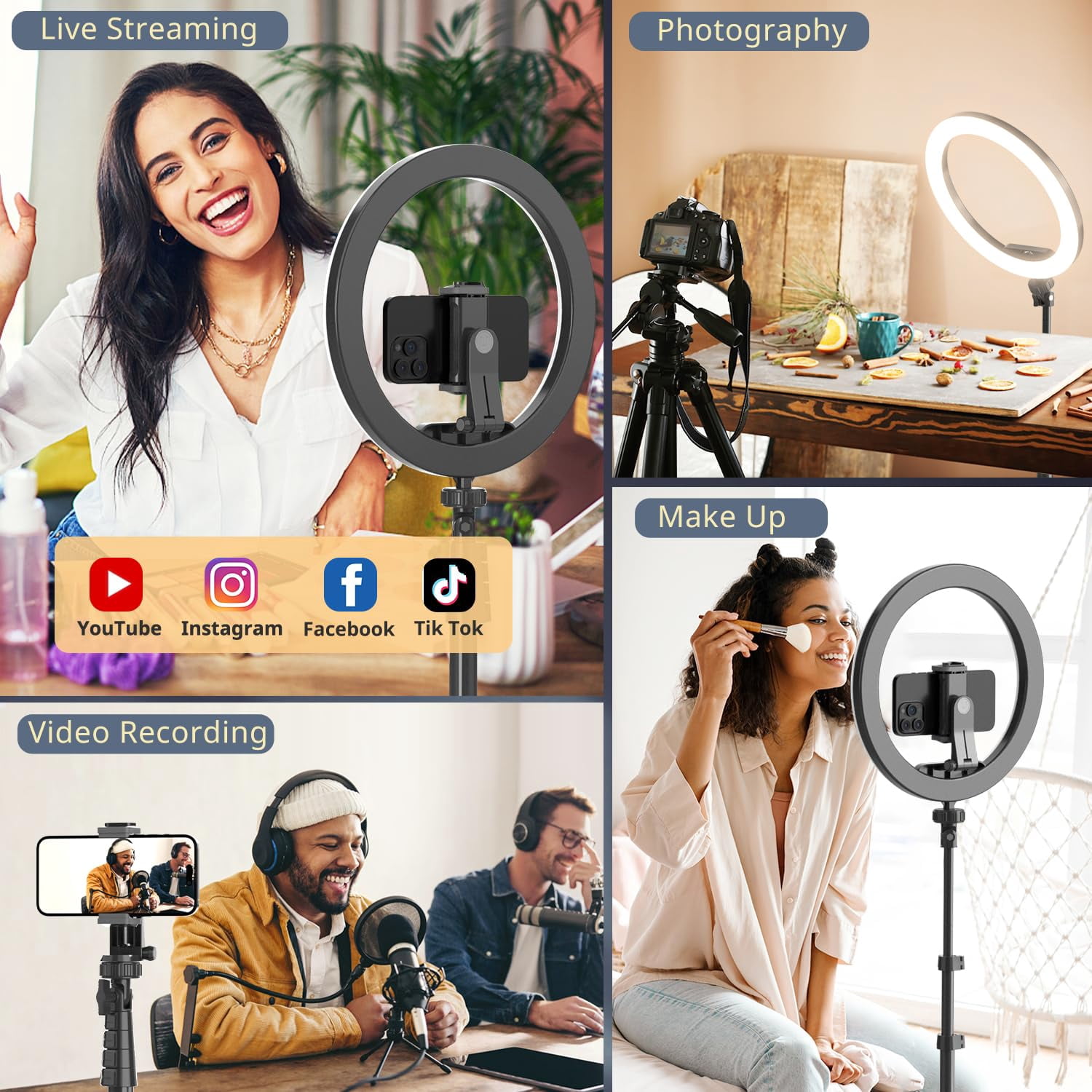 12" Selfie Ring Light With 62" Extendable Tripod Stand & Remote  Led Circle Phone Holder For Video Recording/makeup/content Creator (youtube/tiktok/twitch) Camera Webcam