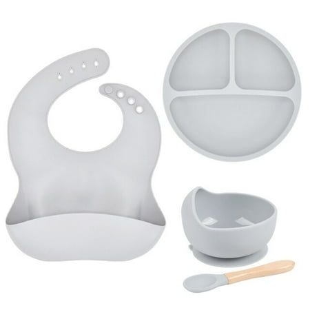 

QWZNDZGR 4Pcs/Set Childrens Silicone Tableware Set Baby Feeding Silicone Bowl Baby Dishes BPA Free Silicone Easy To Clean Dinnerware Set