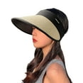 thumbnail image 5 of Wide Brim Empty Top Adjustable Buckle Sun Hat Summer Patchwork Color Women Sunshade Hat, 5 of 8