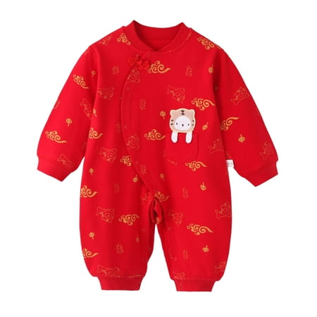 

ZHAGHMIN Baby Boy Romper Baby Girl Boy Calendar Chinese New Year Onesie Kimono Tang Suit Red Long Sleeve Romper Jumpsuit Outfits Toddler Boy Clothes 18-24 Months 24 Month Boy Outfit Classic Baby Clo