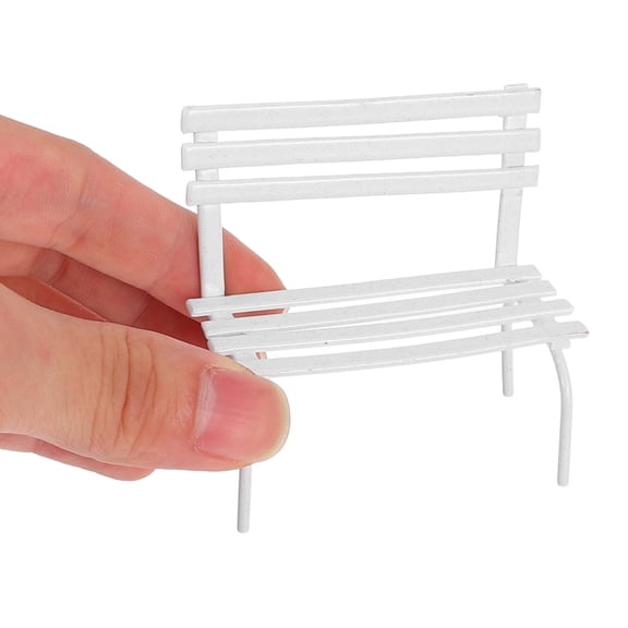 RENACLIPY 2-Pack White Iron Miniature Park Bench Dollhouse Furniture Accessories for Outdoor Garden Model