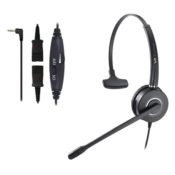 2.5mm Telephone Headset with Noise Cancelling Microphone, Office Headset Compatible with AT&T, Panasonic, Uniden, Cisco SPA, Grandstream Phones