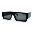 thumbnail image 4 of Narrow Rectangle Flat Top Horn Rim Thick Temple Plastic Sunglasses All Black, 4 of 8