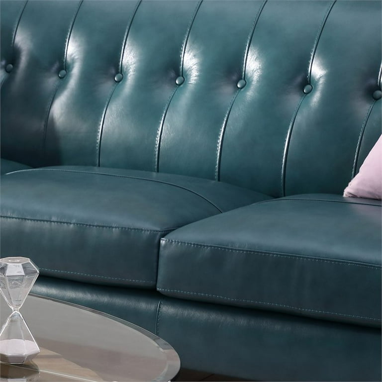 Dark Teal Leather Sofa Baci Living Room