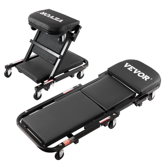 VEVOR Foldable Z Garage Creeper, 40 in, 450 lbs Load Capacity Rolling Folding Mechanic Creeper Stool, with 6 Universal Wheels Padded Seat Steel Frame, Lay Down or Sit Chair for Garage Shop or Home