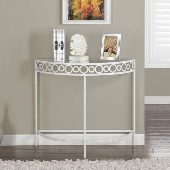 Metal 36" Hall Console Accent Table, White