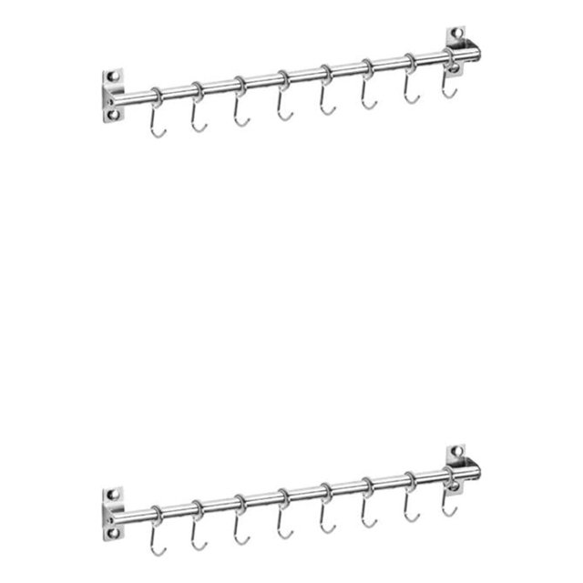 Baohd Silver Space-Saving Rack For Kitchen Utensils Organized And Efficient Rust-resistant Racks Single pole+50cm+8 2Set