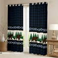 thumbnail image 2 of Manfei Jungle Wildlife Bear Black Out Curtains,Rustic Farmhouse Cabin Curtains Pack of 2 (42x63 Each),Blue Black Checkered Bedroom Curtains For Men Women,Breathable Home Decor, 2 of 6