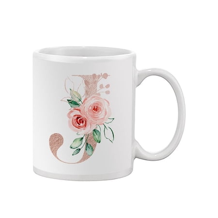 Pink Floral Letter J Design Mug Unisex s -Image by Shutterstock