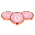 thumbnail image 4 of Koyal Wholesale Rose Gold Compact Mirror Bridesmaid's Wedding Gift, Blush Pink, Monogram Letter B, 1-Pack, 4 of 5