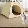 thumbnail image 3 of Pop-Up Pet Tent, Indoor/Outdoor Portable Hideaway for Cats & Small Dogs, Washable Mesh Window, Coffee, L, 3 of 7