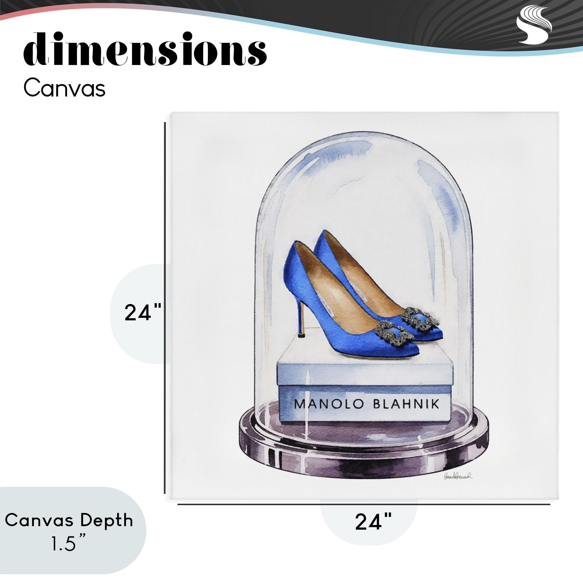 Stupell Industries Blue Heels in Bell Jar Canvas Wall Art, design by Amanda Greenwood