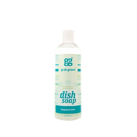 Grab Green Naturally-Derived, Biodegradable Liquid Dish Soap, Fragrance Free, 16 Ounce