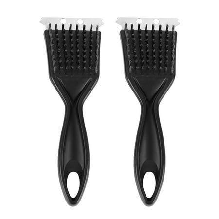 

HEMOTON 2 Pcs Barbecue Grill Brush and Scraper Extended PP Handle Stainless Steel Bristles BBQ Grill Scraper Barbecue Cleaning Brush (Black)