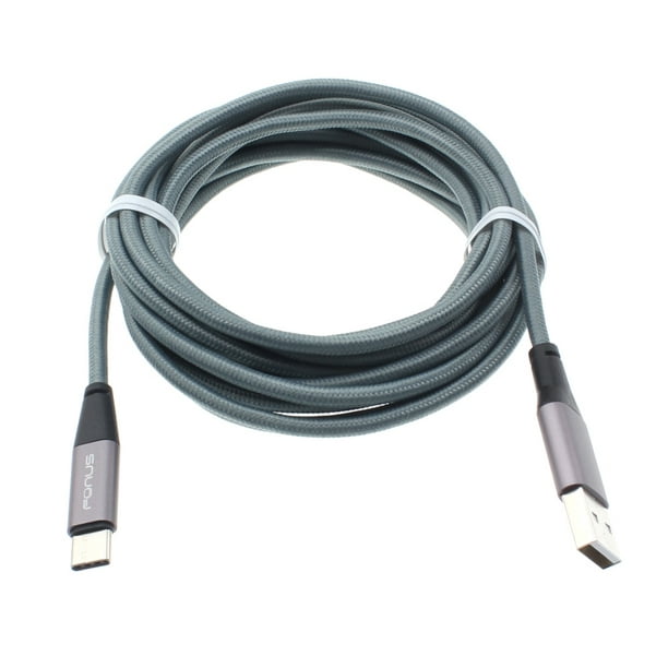 Charger Cord Type-C 10ft USB Cable for Coolpad Legacy - Power Wire USB-C  Long Braided Fast Charge Sync Gray J8J 