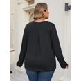 thumbnail image 5 of Blusa tipo túnica Kancystore, talla grande, manga 3/4, cuello en V, negra para mujer, 5 of 5