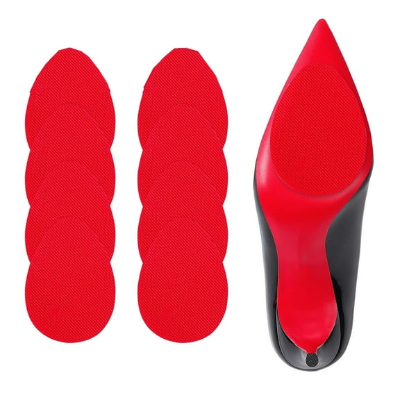 8 Pcs/ 4 Pairs Non-Slip Shoe Pads for Bottom of Shoes, Self Adhesive Anti-Slip Shoe Grips Stickers, High Heels Non-Slip Sole Protector(Red)