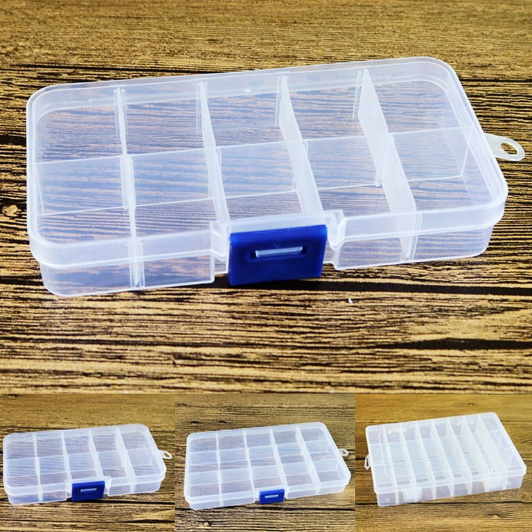 Yannee Jewelry Organizer, Small Plastic Jewelry Box(10 grids) with Movable  Dividers Earring Storage Containers Clear