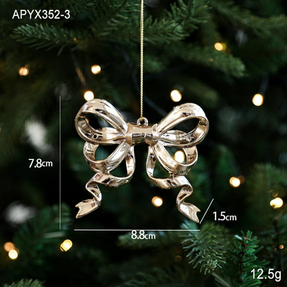 MXTPOV Golden Ornaments for Christmas Tree, Electroplated Bow Christmas Tree Decorations, Christmas Decorations Hanging, Christmas Ornaments for Party Car Home Decor